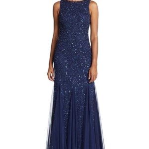 Aidan Mattox Navy Blue Prom Dress